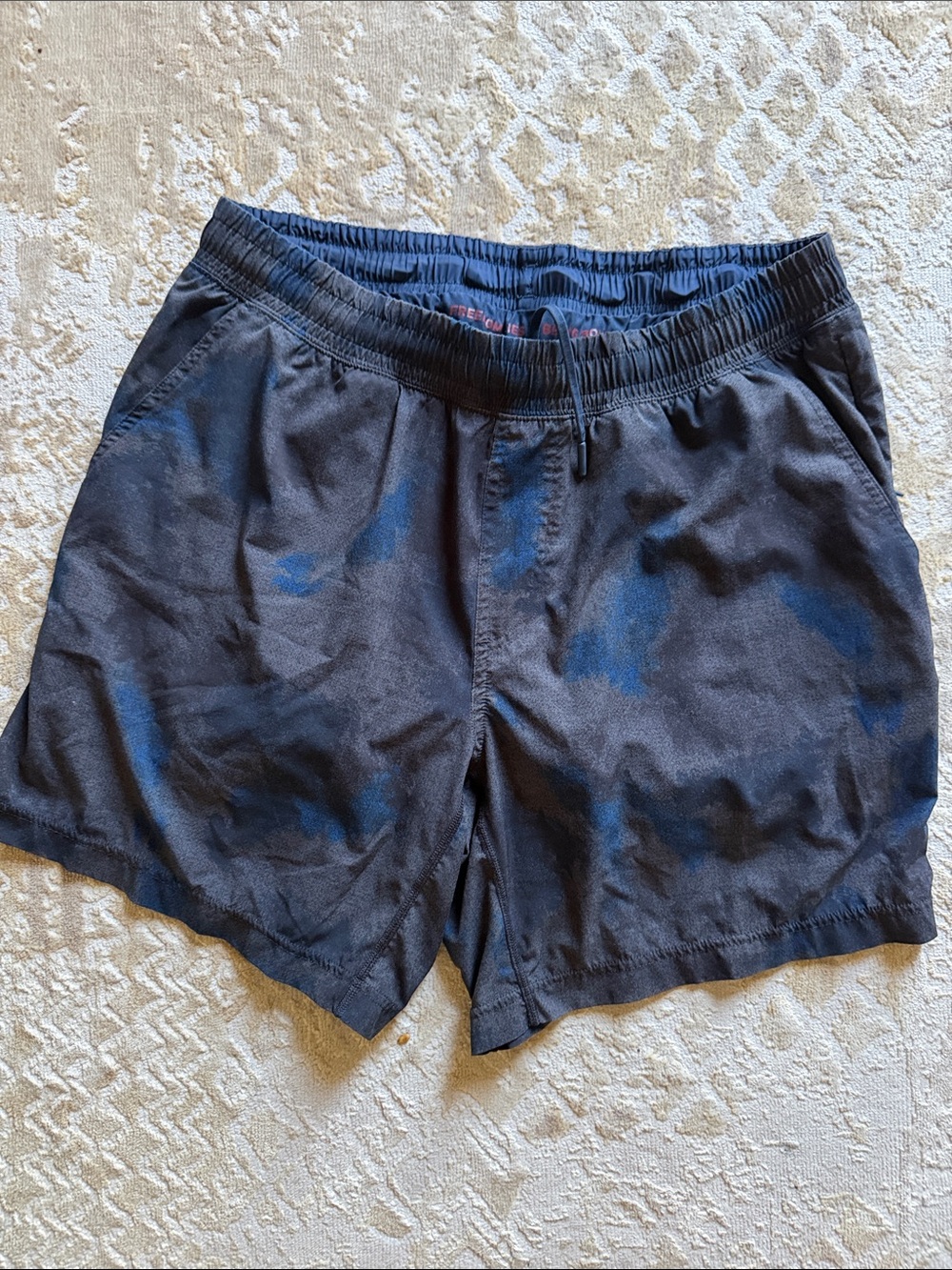 RHONE Men's Navy-Black Elastic Waist Athletic Shorts